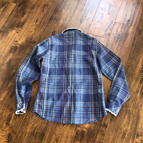 Vintage Plaid Lace Hippie Button Up - Picture 5 of 5